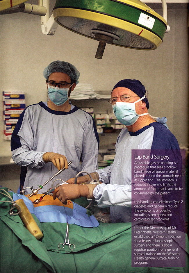 Surgeons in 2006 performing lap band surgery, a relatively new procedure to reduce the size of an obese patient’s stomach.