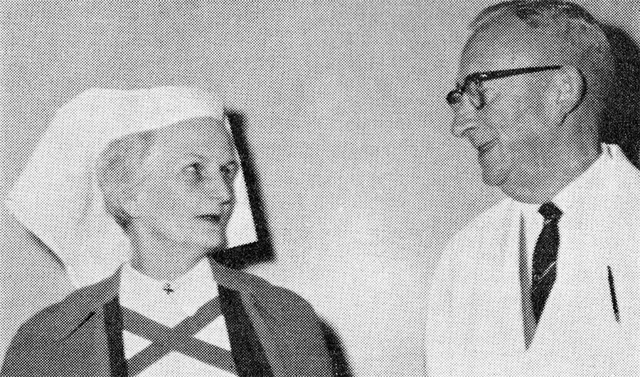 Roy Parson’s fellow leaders during the hospital’s early decades – Matron Mavis Mitchell and Medical Superintendent Dr Lee Farrar.