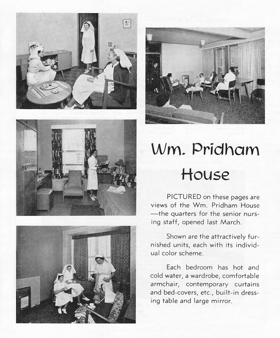 Senior nurses’ quarters at William Pridham House in 1953. The building provided accommodation for 105 nurses.