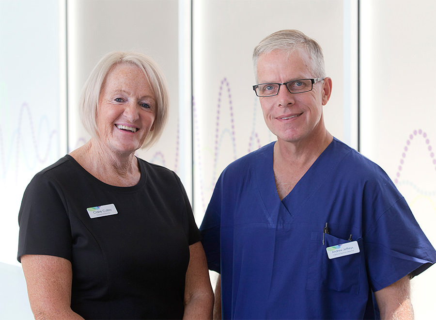 Ms Claire Culley, Divisional Director, Perioperative and Critical Care Services and Dr Andrew Jeffreys, Clinical Services Director, Perioperative and Critical Care Services, 2016.